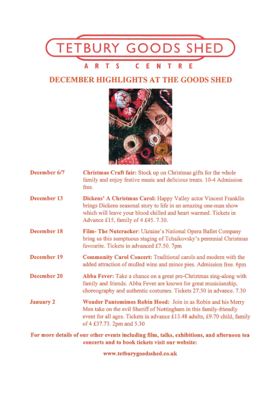 Tetbury Goods Shed - December Highlights